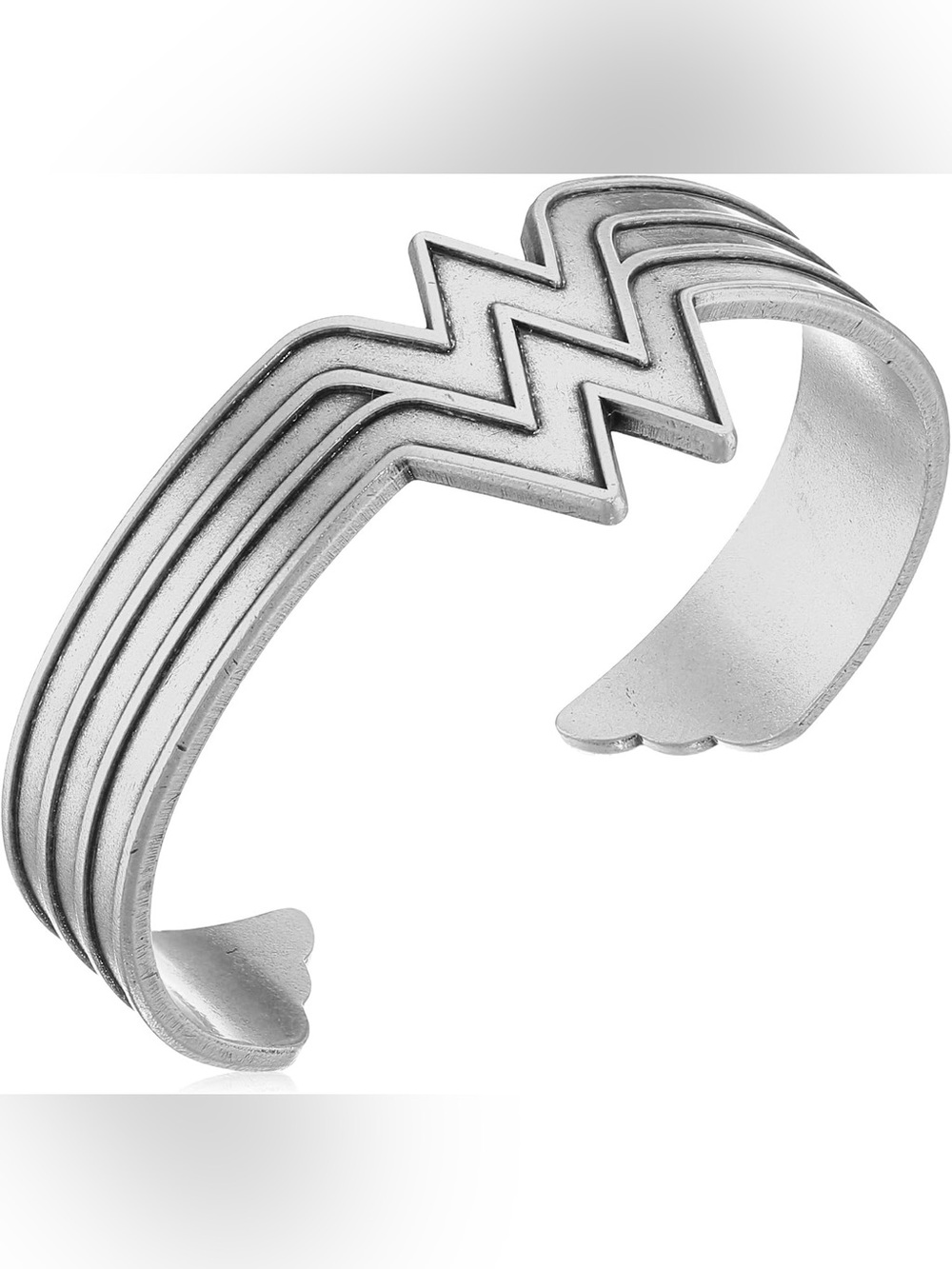 Women's Silver WONDER WOMAN Chevron Open Cuff Bracelet - Sleek Metal Design